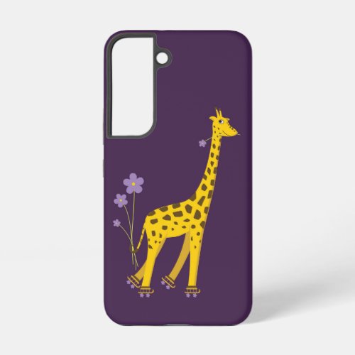 Purple Roller Skating Funny Cartoon Giraffe Samsung Galaxy S22 Case