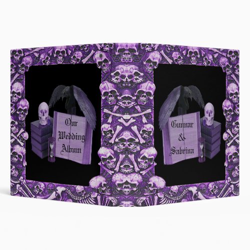 Purple Romance Skull Spellbook Wedding Binder