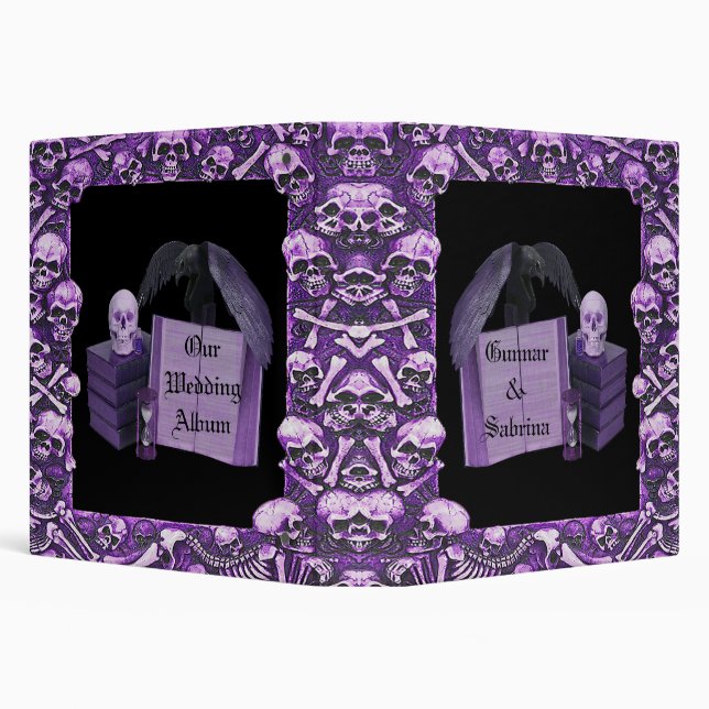 Purple Romance Skull Spellbook Wedding Binder (Background)