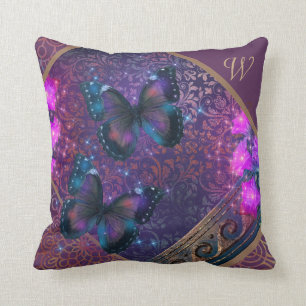 Purple Romantic Butterflies Fantasia Throw Pillow