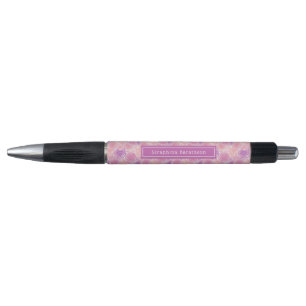 Purple Romantic Floral Roses Custom Name Pen