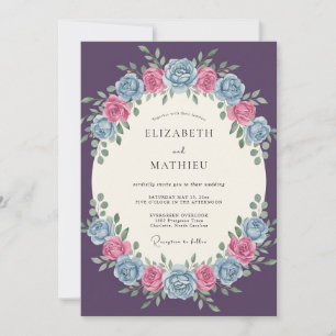 Purple Romantic Rose Wedding Invitation