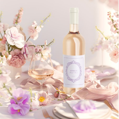 Purple Romantic Vintage Bridal Shower Wine Label