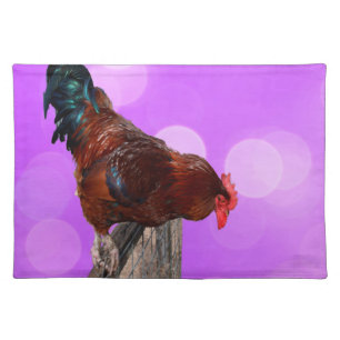 Purple Rooster Nosey Parker, Cloth Placemat