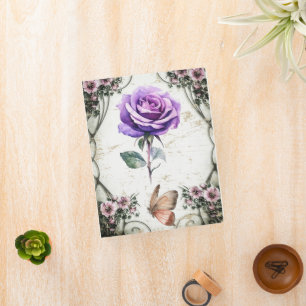 Purple rose and butterfly mini binder