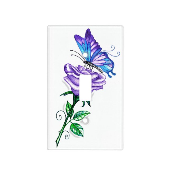Purple Rose and Butterfly Switch Cover (Front)