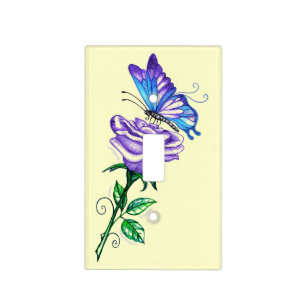 Purple Rose and Butterfly Switch Cover