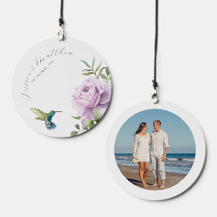 Purple Rose and Hummingbird Custom Photo Wind Chime