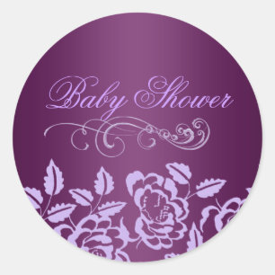 Purple Rose Baby Shower Envelope Sticker/seal Classic Round Sticker