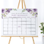 Purple Rose Baby Shower Guess Due Date Calendar Poster<br><div class="desc">Change days accordingly with the month you need, go to "Edit using Design Tool" link to move the due date to a different day. HOW TO PLAY: Guests sign the calendar with their predictions for the baby's birthday. The guest to guess the date of birth (or the closest one) wins...</div>