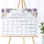 Purple Rose Baby Shower Guess Due Date Calendar Poster at Zazzle