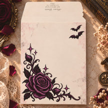 Purple Rose Bats Romantic Gothic