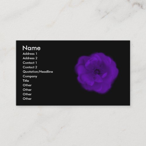 Purple Rose. Black Background. Business Card Templates