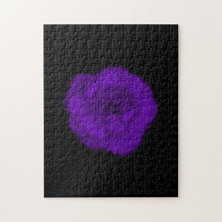 Purple Rose. Black Background. Jigsaw Puzzle