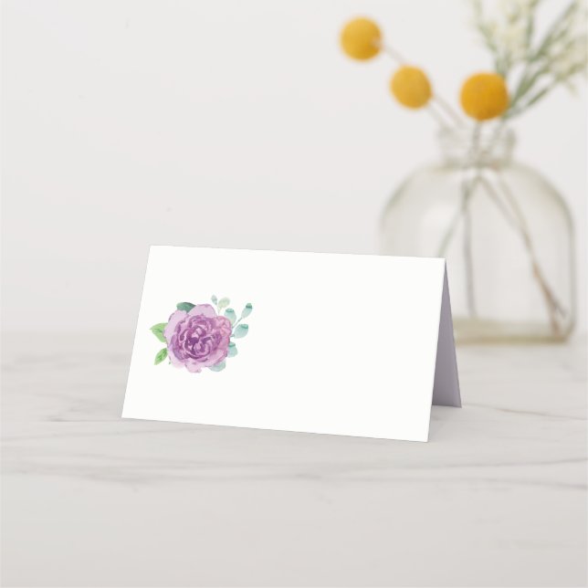 Purple Rose Blank Place Cards (Front)