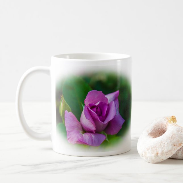 Purple Rose Blossom Coffee Mug (With Donut)