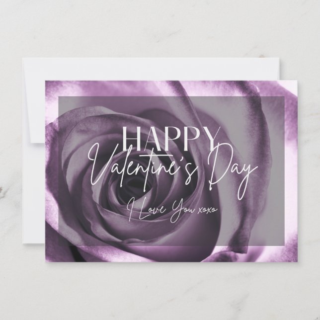 Purple Rose Blossom Happy Valentine's Day Card (Front)