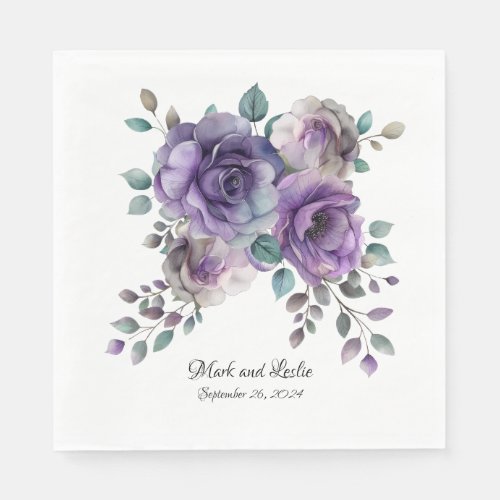 Purple Rose Bouquet Cluster for DecoupageParties Napkins