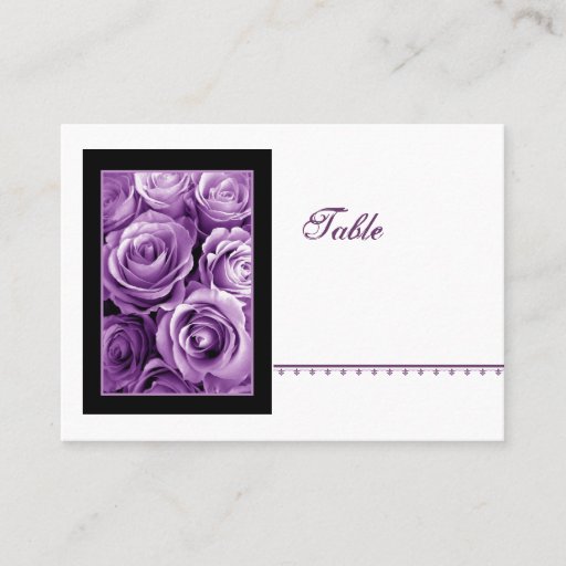Customizable PURPLE Rose Bouquet Place Card - Wedding Reception Business Card