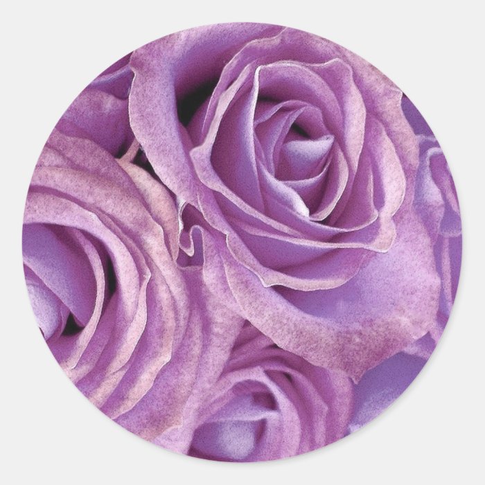Purple Rose Bouquet   Wedding Envelope Seal Round Stickers
