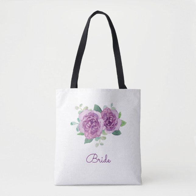 Purple Rose Bridal Tote Bag (Front)