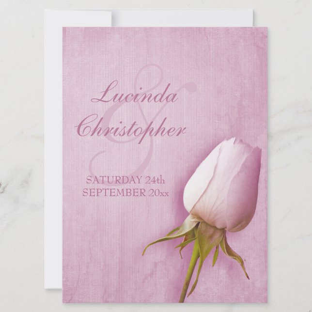 Purple rose bud lilac wedding large invitation (Front)