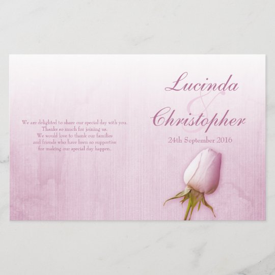 purple rose bud lilac wedding programme zazzle com