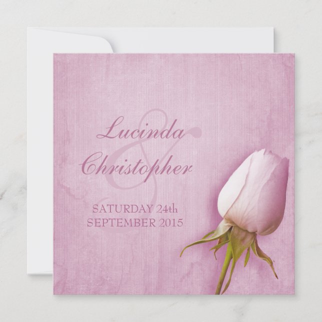 Purple rose bud lilac wedding square invitation (Front)