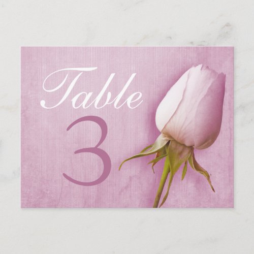 Purple rose bud wedding table number 1_9 postcard
