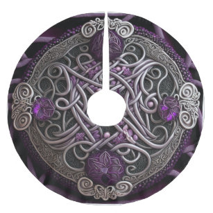 Purple Rose Celtic Knot Wrapping Paper Brushed Polyester Tree Skirt