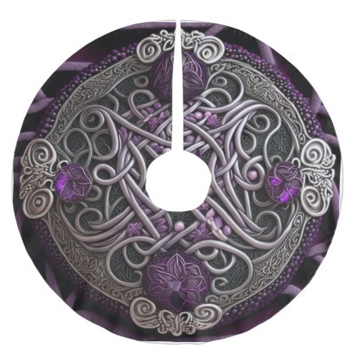 Purple Rose Celtic Knot Wrapping Paper Brushed Polyester Tree Skirt