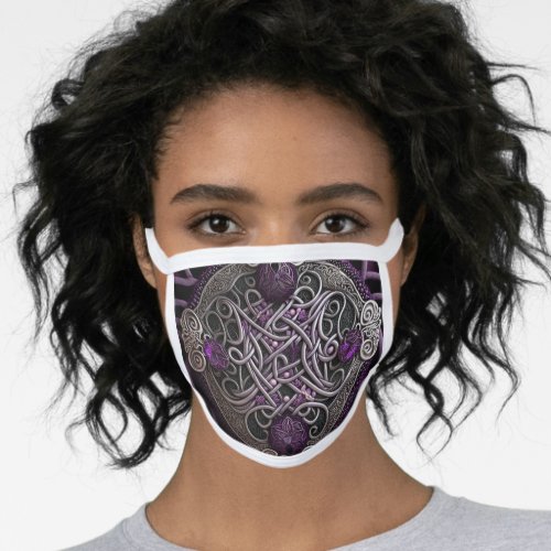 Purple Rose Celtic Knot Wrapping Paper Face Mask