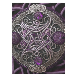 Purple Rose Celtic Knot Wrapping Paper Tablecloth