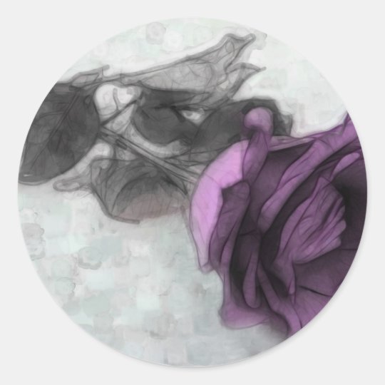 Purple Rose Classic Round Sticker