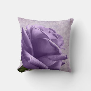 Purple Rose & Damask Floral Pillow