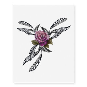 Purple rose decorative graphic pattern temporary tattoos