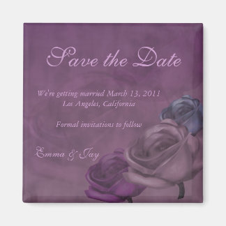 Purple Rose Distressed Save the Date Magnet