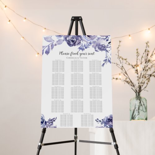 Purple Rose Elegant 14 Table Wedding Seating Chart Foam Board