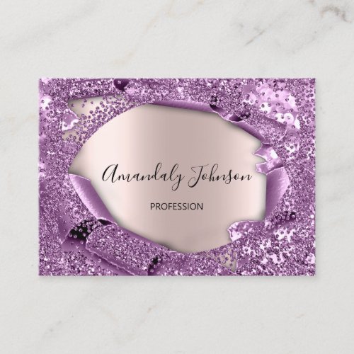 Purple Rose Elegant 3D Effect Frame Glitter Beauty Business Card