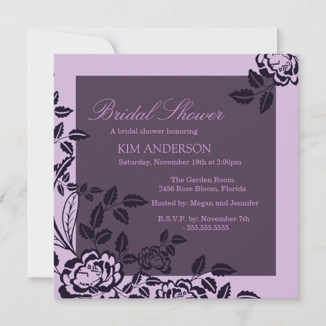 Purple Rose Elegant Bridal Shower Invite (Front)