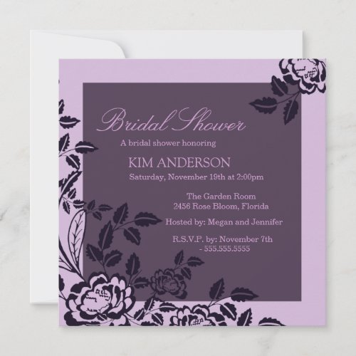 Purple Rose Elegant Bridal Shower Invite