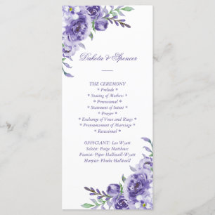 Purple Rose   Elegant Watercolor Floral Ceremony Program