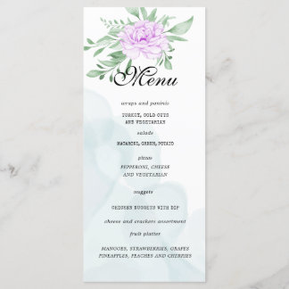 Purple Rose Eucalyptus Leaves Birthday Party Menu