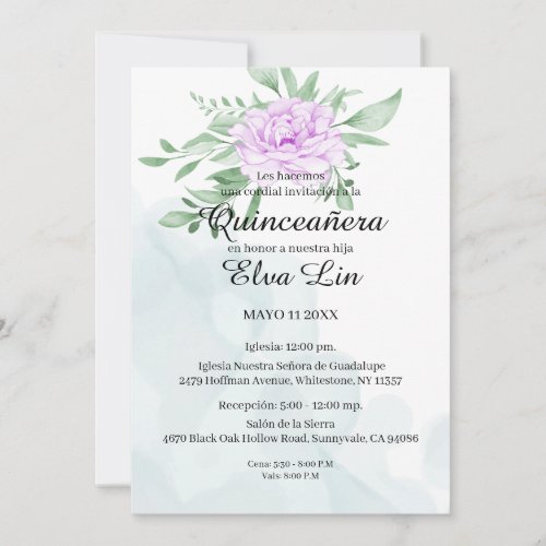 Purple Rose Eucalyptus Quinceanera Save The Date