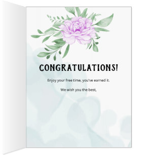 Purple Rose Eucalyptus Retirement Congratulations Card