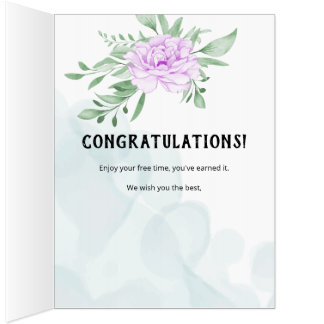 Purple Rose Eucalyptus Retirement Congratulations Card