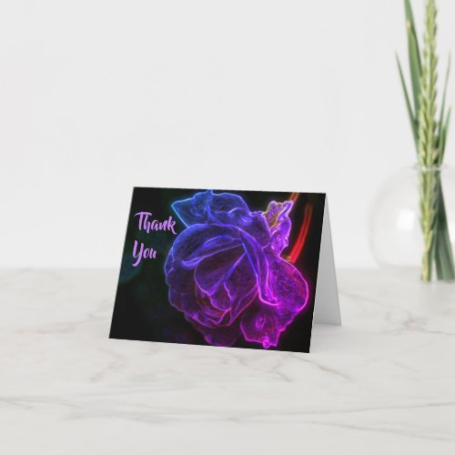 Purple Rose Floral Art Thank You Card