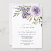 Purple Rose Floral Baby Shower Invitation (Front)