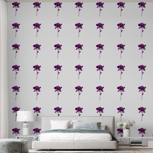 Purple Rose Floral Patterns Elegant White Trendy Wallpaper