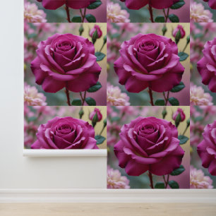 Purple Rose Floral Peel and Stick Wallpaper